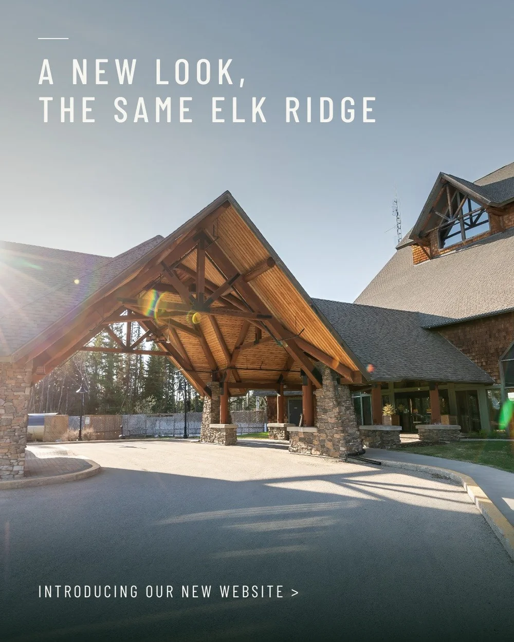 Elk Ridge Resort lodge entrance at dusk
