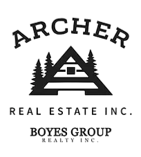 Logo for Archer Real Estate Inc., Boyes Group Realty Inc., featuring a mountain and trees