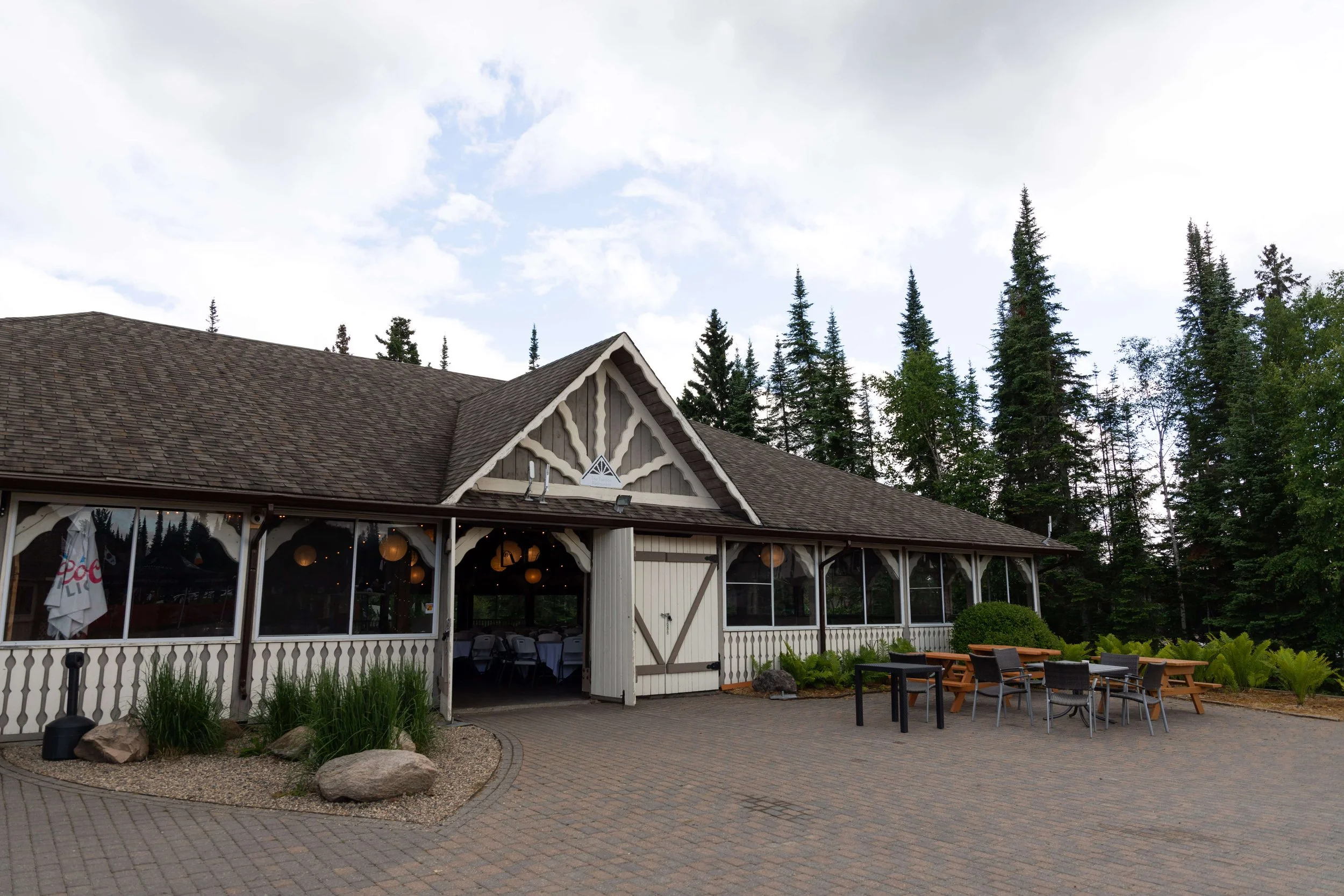 Exterior of the Heritage Pavilion with large windows and timber framing