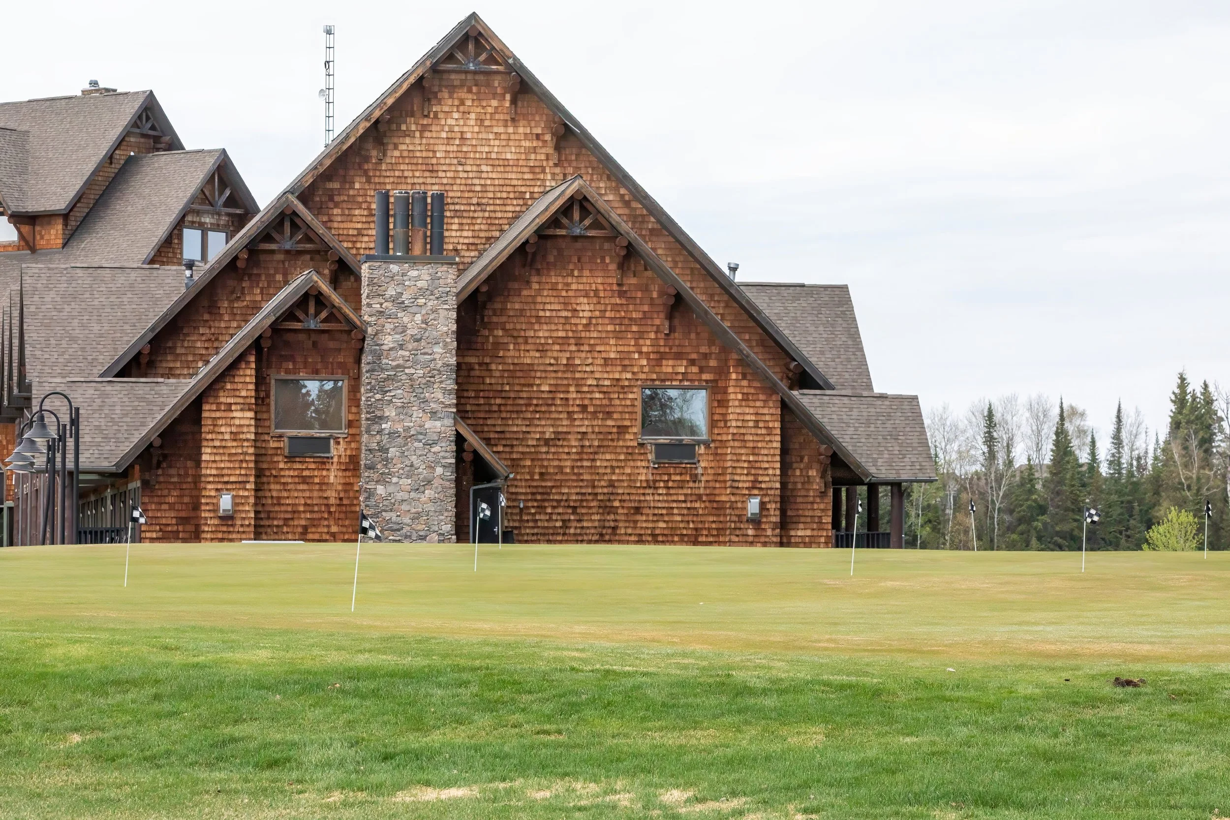 The Lodge at Elk Ridge Resort across a freshly mown lawn