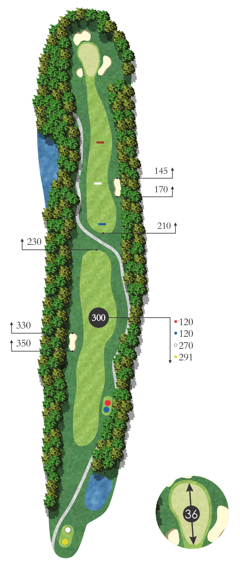 Flyover diagram of aspen hole 9