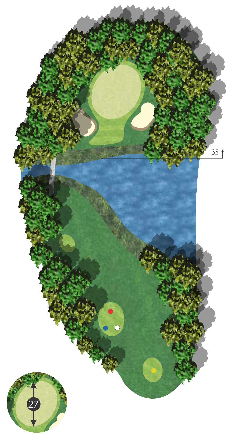 Flyover diagram of birch hole 8