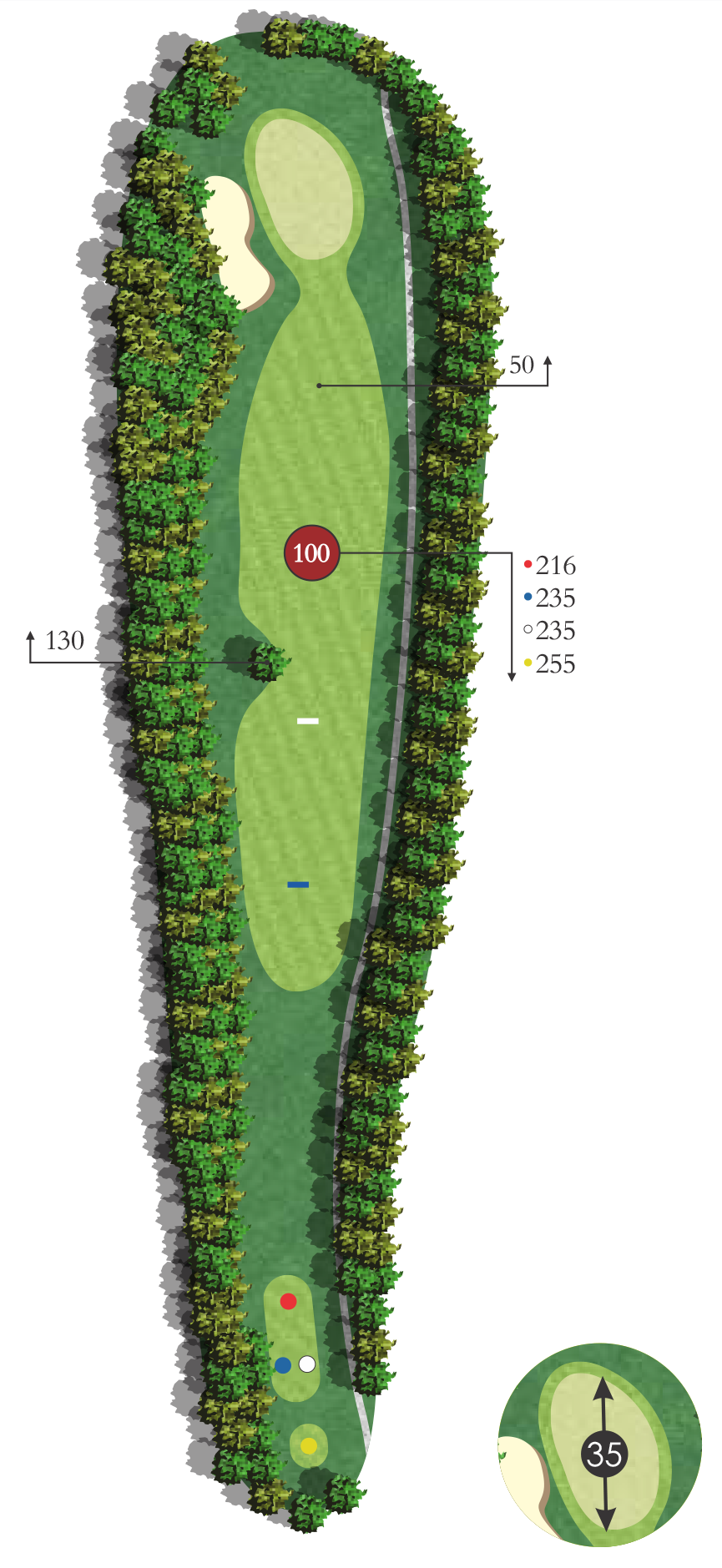 Flyover diagram of tamarack hole 7