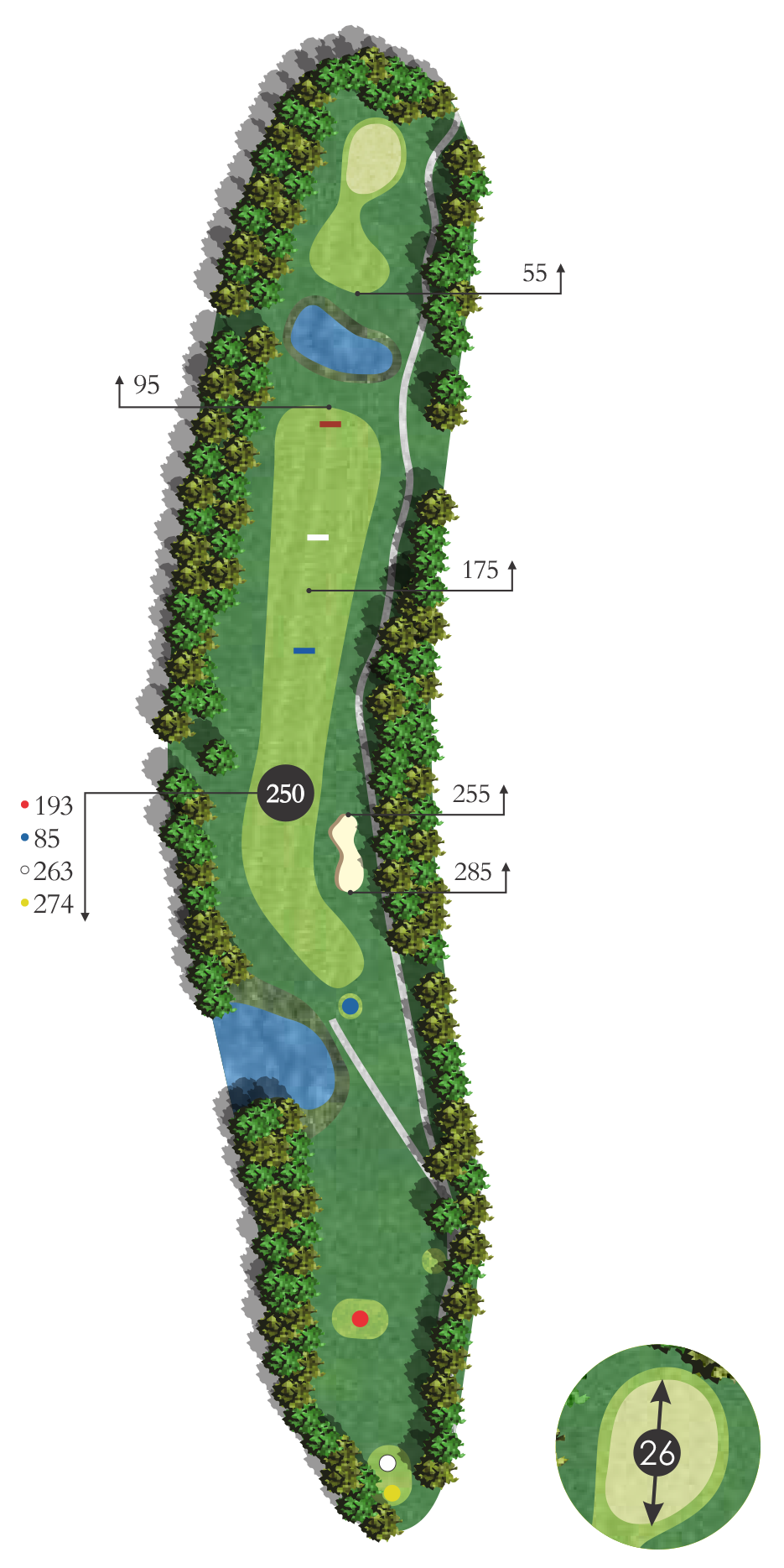 Flyover diagram of tamarack hole 8